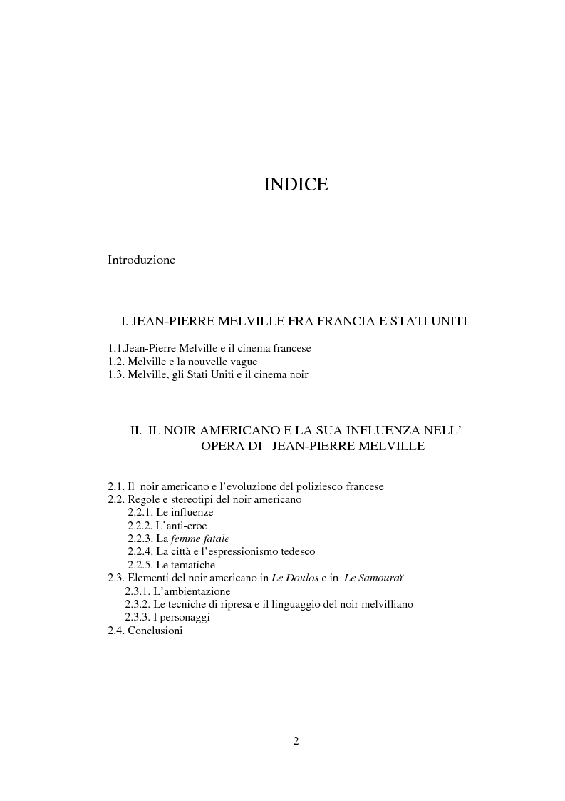 Indice della tesi: Il cinema noir di Jean-Pierre Melville: la circolarità della simulazione, Pagina 1