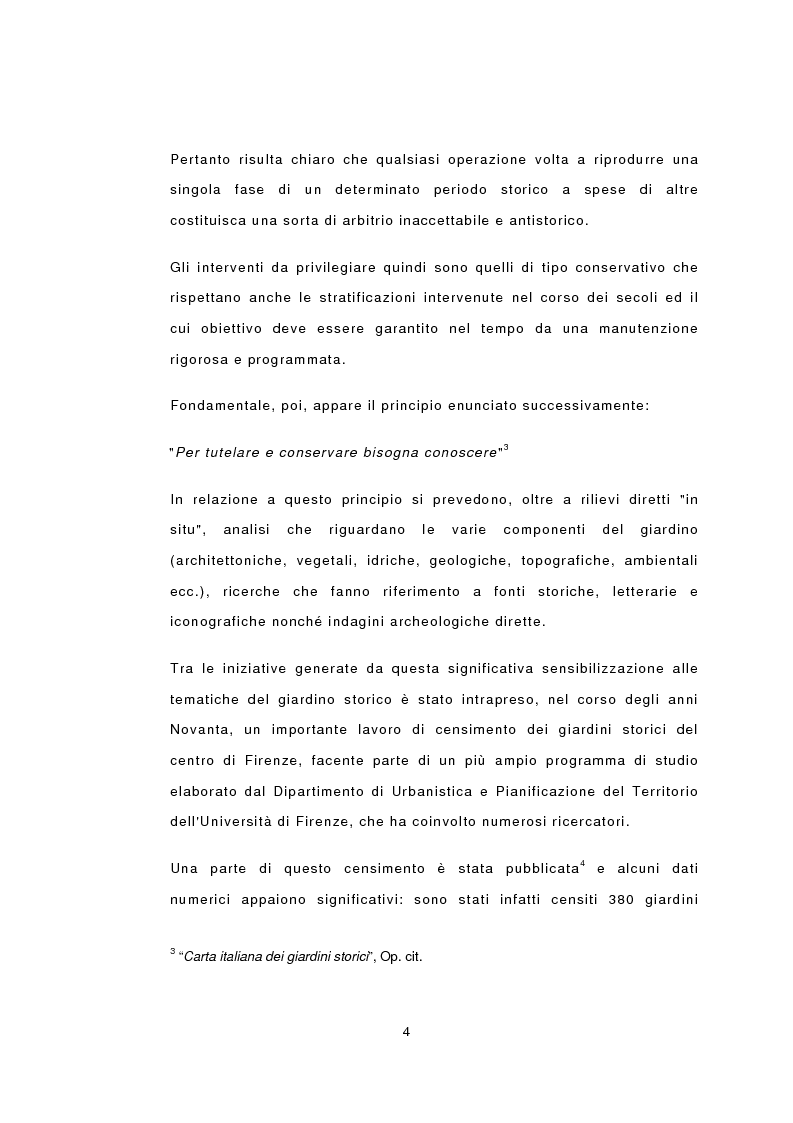 Anteprima della tesi: I giardini nella storia di Firenze. Un esempio di recupero nel cuore della città: il Giardino Mozzi Bardini, Pagina 4