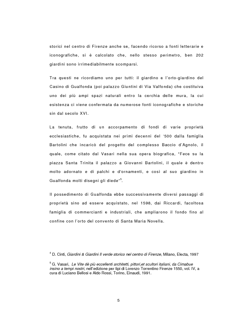 Anteprima della tesi: I giardini nella storia di Firenze. Un esempio di recupero nel cuore della città: il Giardino Mozzi Bardini, Pagina 5