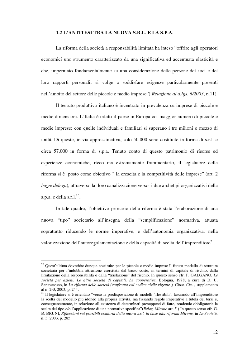 Anteprima della tesi: Il potere di amministrazione del socio nella nuova S.r.l., Pagina 12