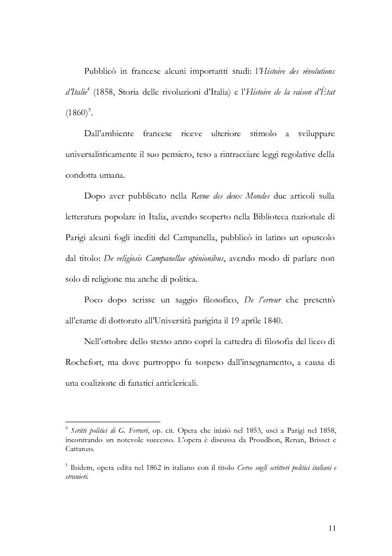 Anteprima della tesi: Il pensiero federalista: Giuseppe Ferrari, storia, filosofia e politica, Pagina 10
