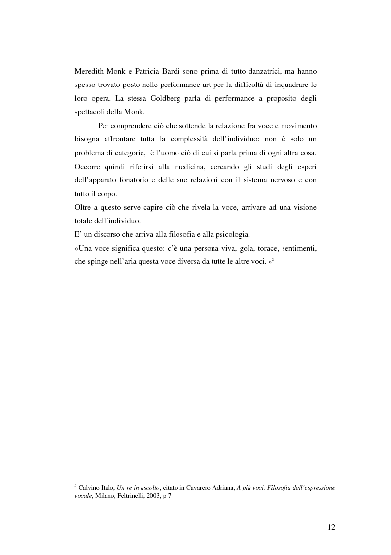 Anteprima della tesi: Il gesto vocale. Danzatrici contemporanee tra voce, corpo e movimento, Pagina 9