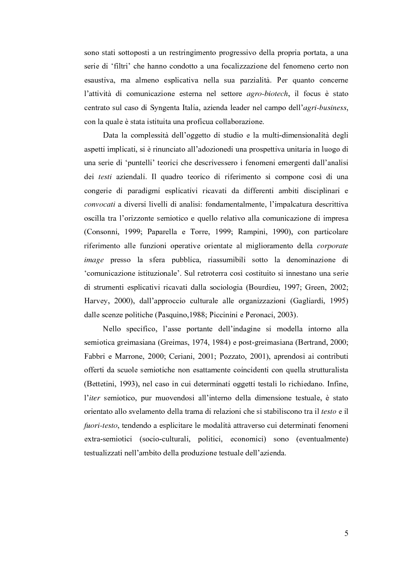 Anteprima della tesi: OGM sì, OGM no: le strategie di comunicazione esterna nel settore agrobiotecnologico - il caso Syngenta, Pagina 5