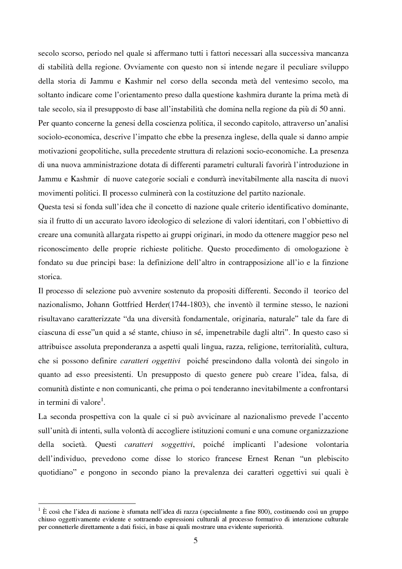 Anteprima della tesi: Genesi della questione kashmira tra nazionalismo laico,religioso e aspetti di geopolitica, Pagina 2