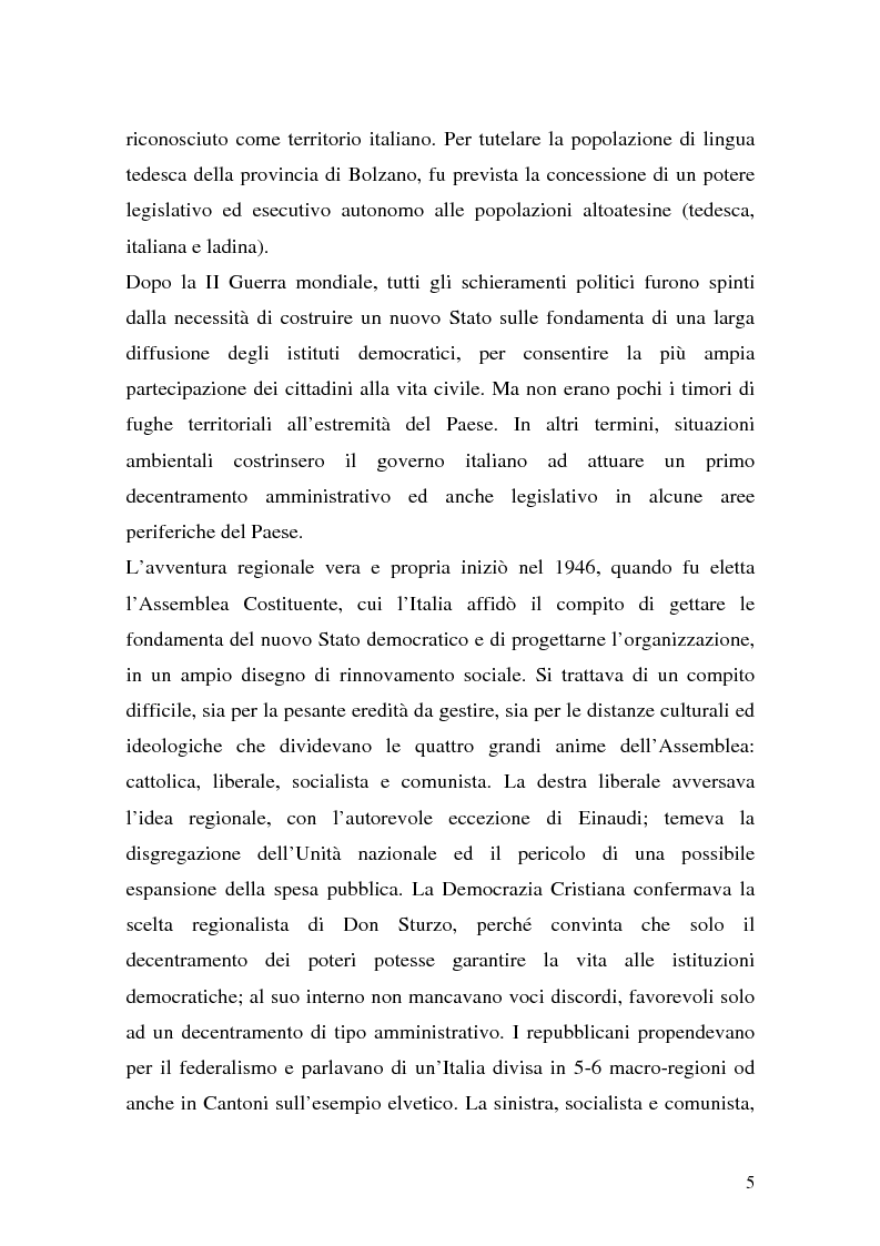 Anteprima della tesi: Lo Statuto Regionale nel nuovo Titolo V della Costituzione. Le prime indicazioni della giurisprudenza costituzionale., Pagina 5