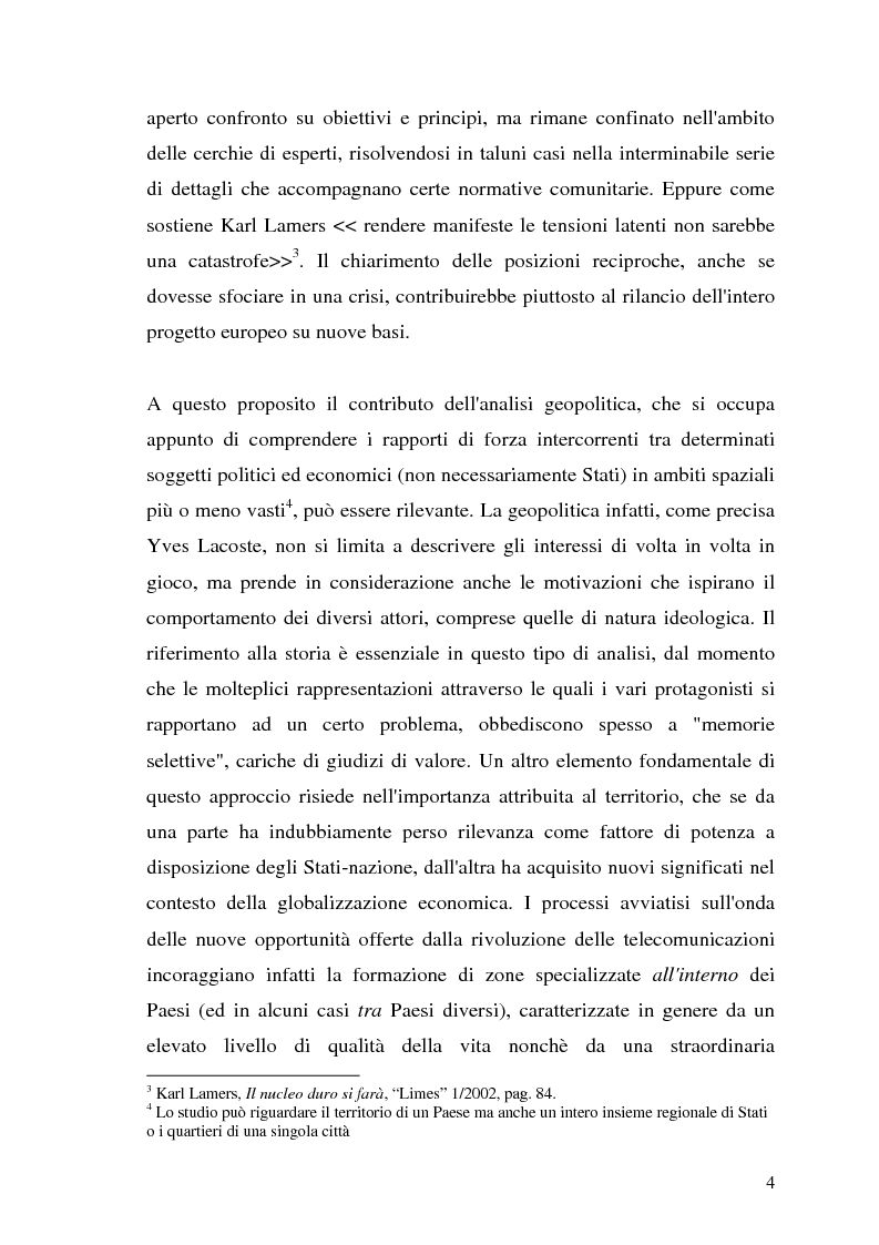 Anteprima della tesi: I limiti geopolitici dell' Europa nell'era della globalizzazione. Il contributo di Limes al dibattito sull'evoluzione dell' identità internazionale europea dopo il 1989., Pagina 2