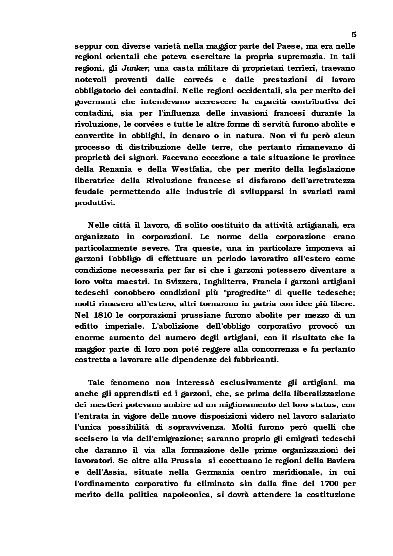 Anteprima della tesi: Il movimento operaio in Germania dalle origini alla Prima Guerra Mondiale, Pagina 2