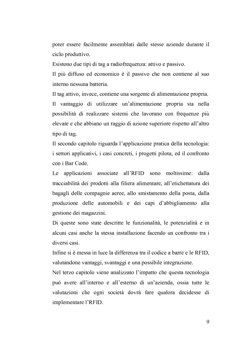 Anteprima della tesi: RFID: le applicazioni e l'impatto organizzativo, Pagina 4