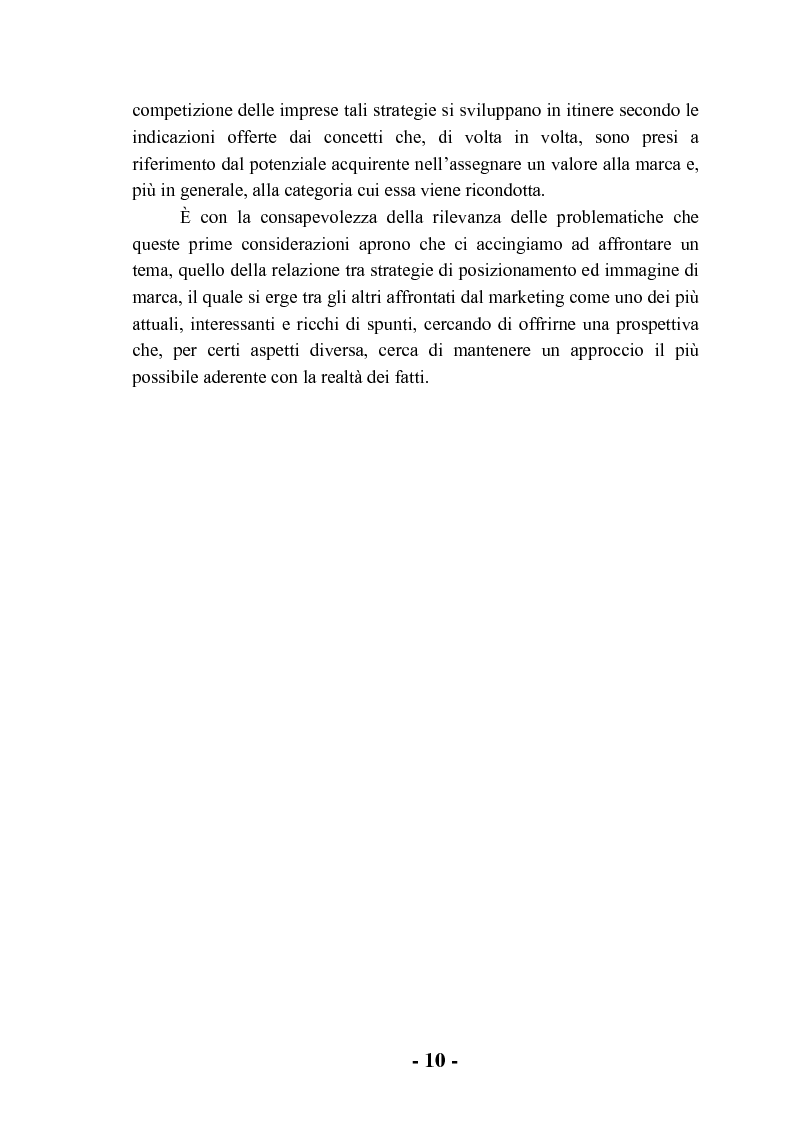 Anteprima della tesi: Il posizionato e l'immagine di marca, Pagina 5