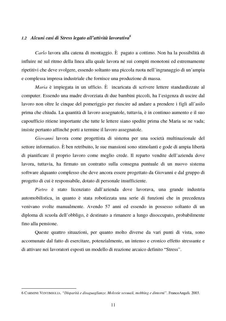 Anteprima della tesi: Lavoro e malessere psicologico. Stress e Mobbing, Pagina 7
