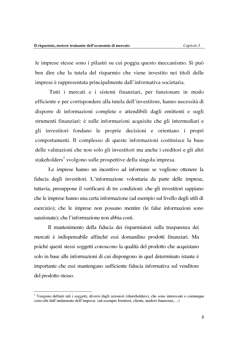 Anteprima della tesi: La Consob e la tutela dei risparmiatori negli ordinamenti contemporanei di mercato regolato, Pagina 8