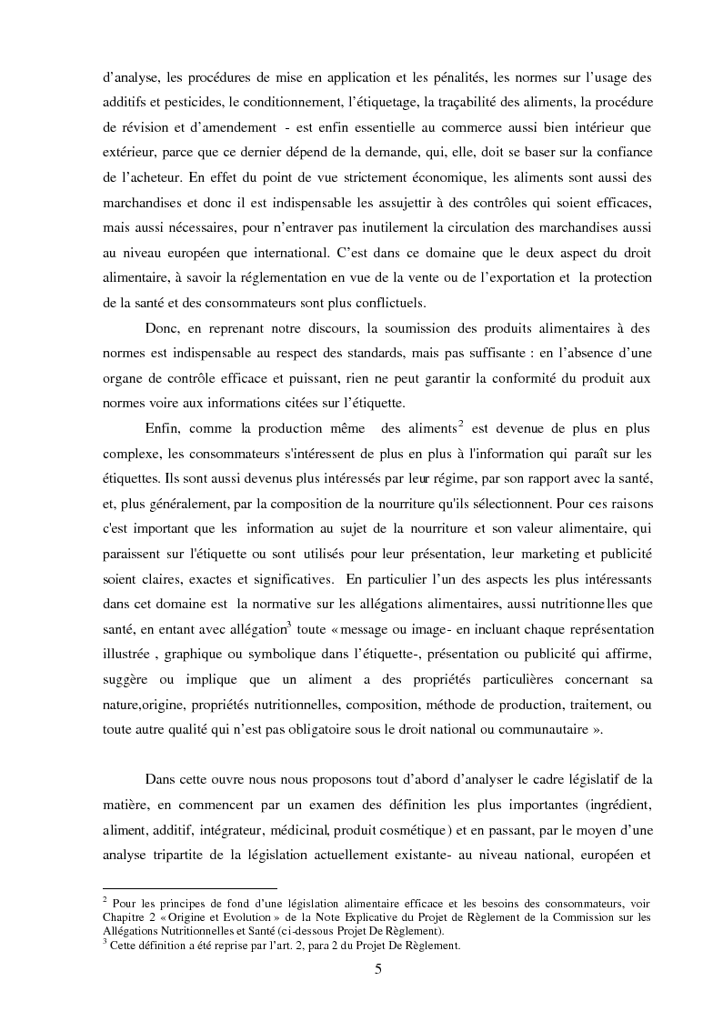 Anteprima della tesi: Les Allégations dans le Droit Alimentaire Européen, Pagina 5