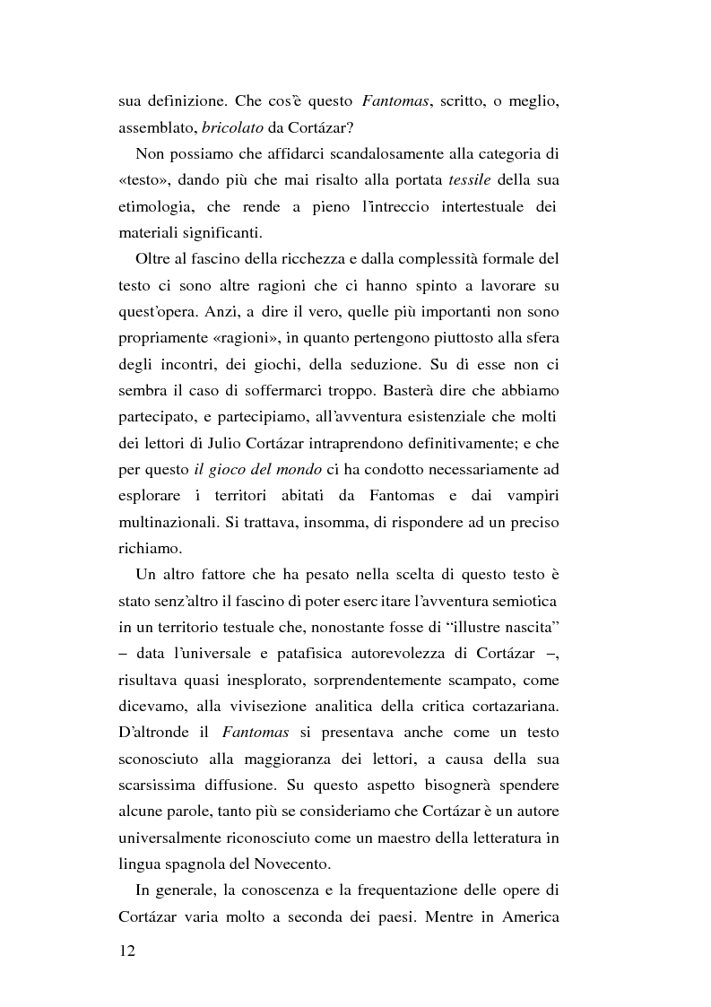 Anteprima della tesi: Esercizi di semiotica fantomatica: postmodernismo, testo estetico, discorso cognitivo in ''Fantomas contra los vampiros multinacionales'' di Julio Cortázar, Pagina 2