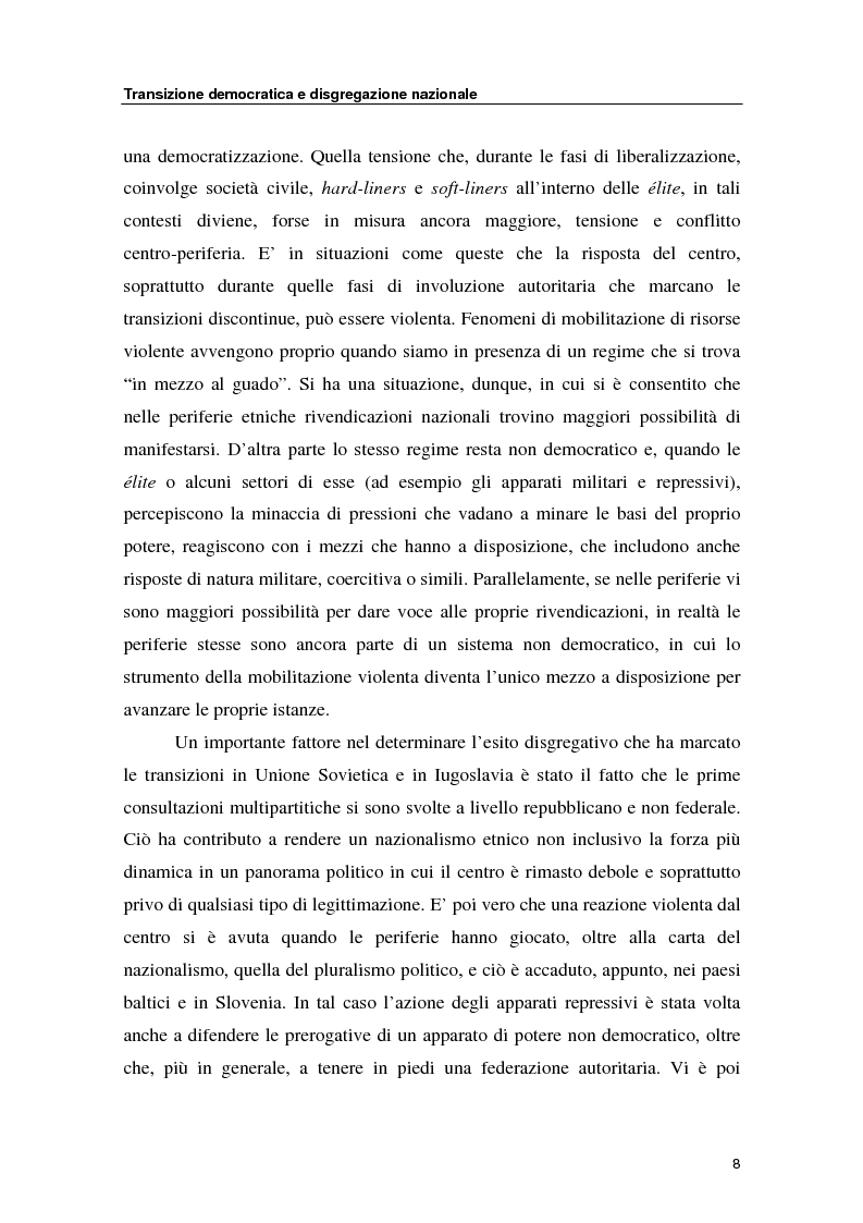 Anteprima della tesi: Transizione democratica e disgregazione nazionale: i rapporti centro-periferia in URSS, Iugoslavia e Cecoslovacchia, Pagina 8