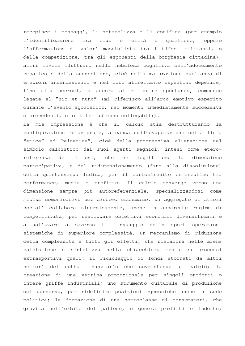 Anteprima della tesi: Evento calcistico, rappresentazioni simboliche, processi di identificazione. Il caso dell Modena f.c. 1912., Pagina 9