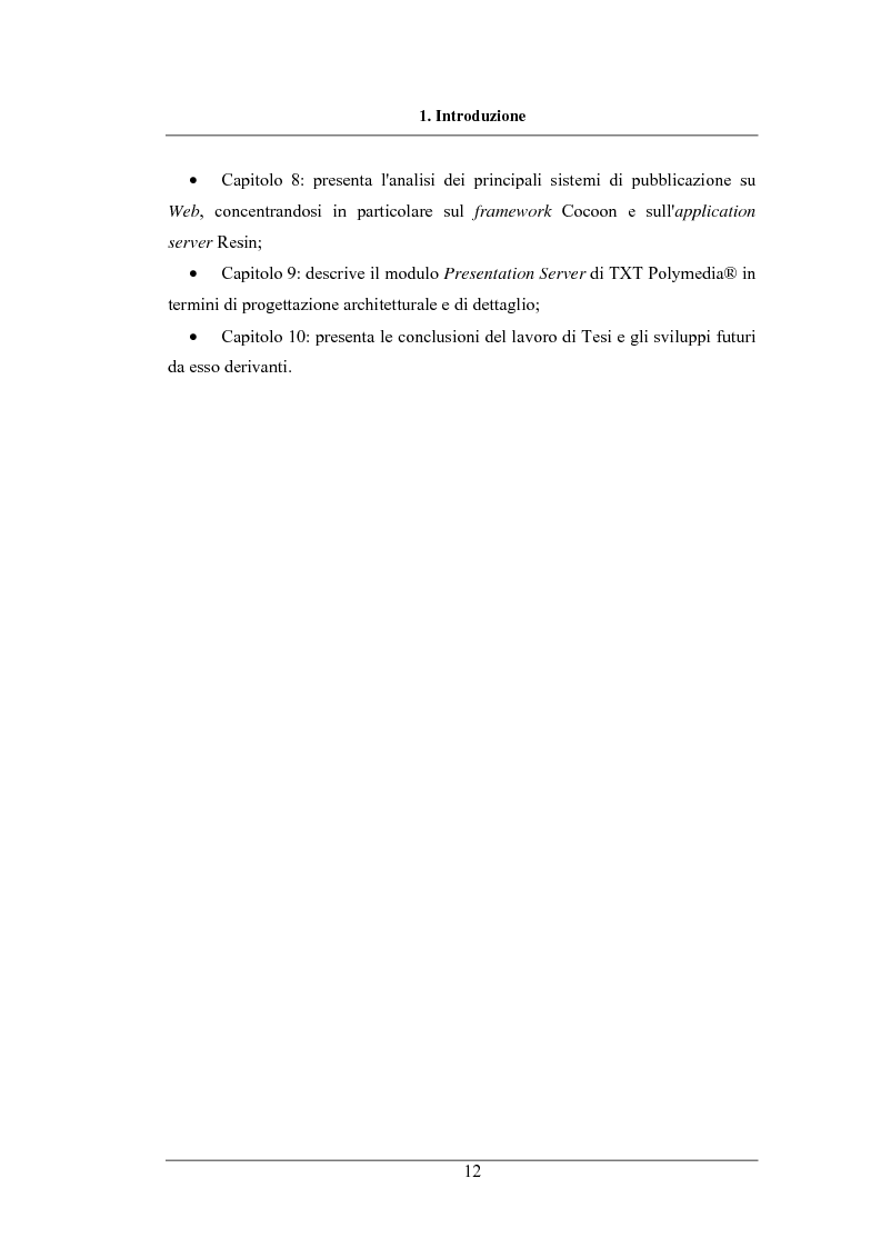 Anteprima della tesi: Modulo di Presentazione di Contenuti su Canali Multipli per un Sistema di On-Line Content Management, Pagina 6