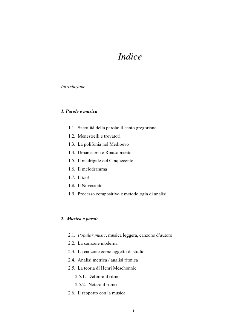 Analisi Metrica Di Una Canzone Italiana