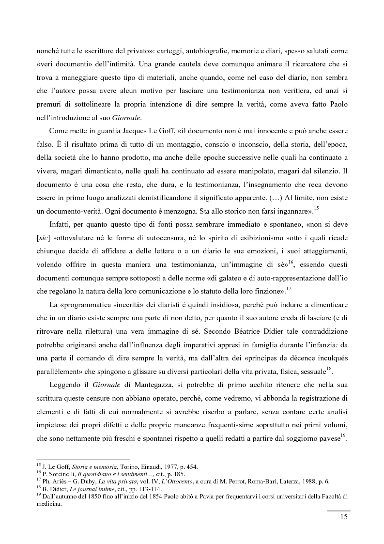 Anteprima della tesi: La giovinezza di Paolo Mantegazza nelle pagine del suo diario (1848-1858), Pagina 11