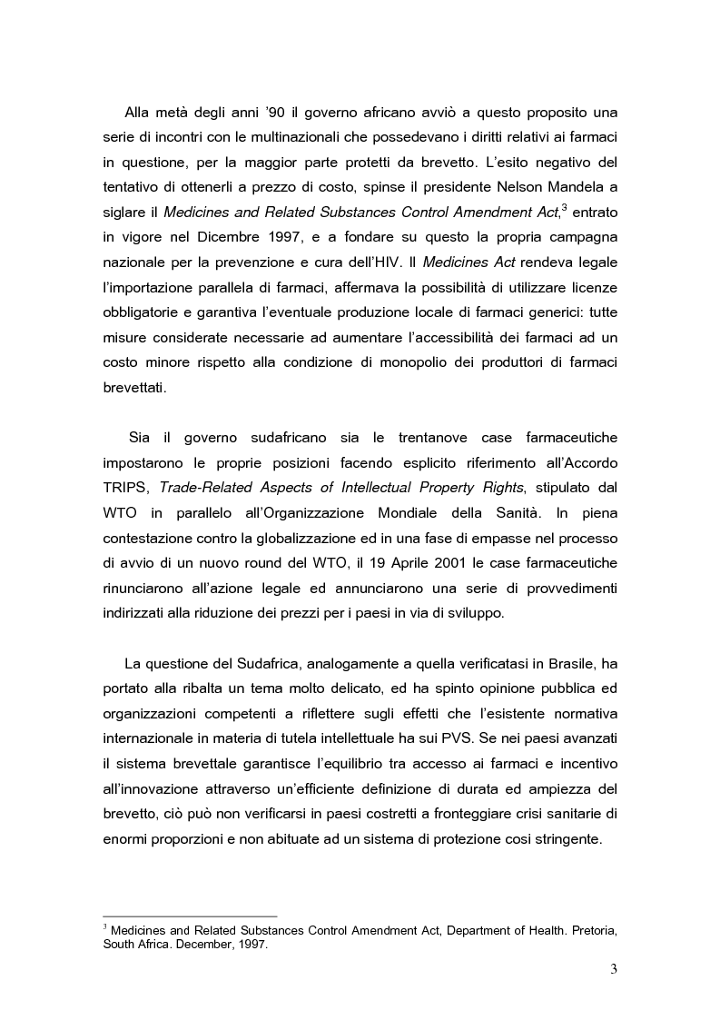 Anteprima della tesi: L’accordo TRIPS e l'accesso ai farmaci essenziali nei paesi in via di sviluppo, Pagina 2