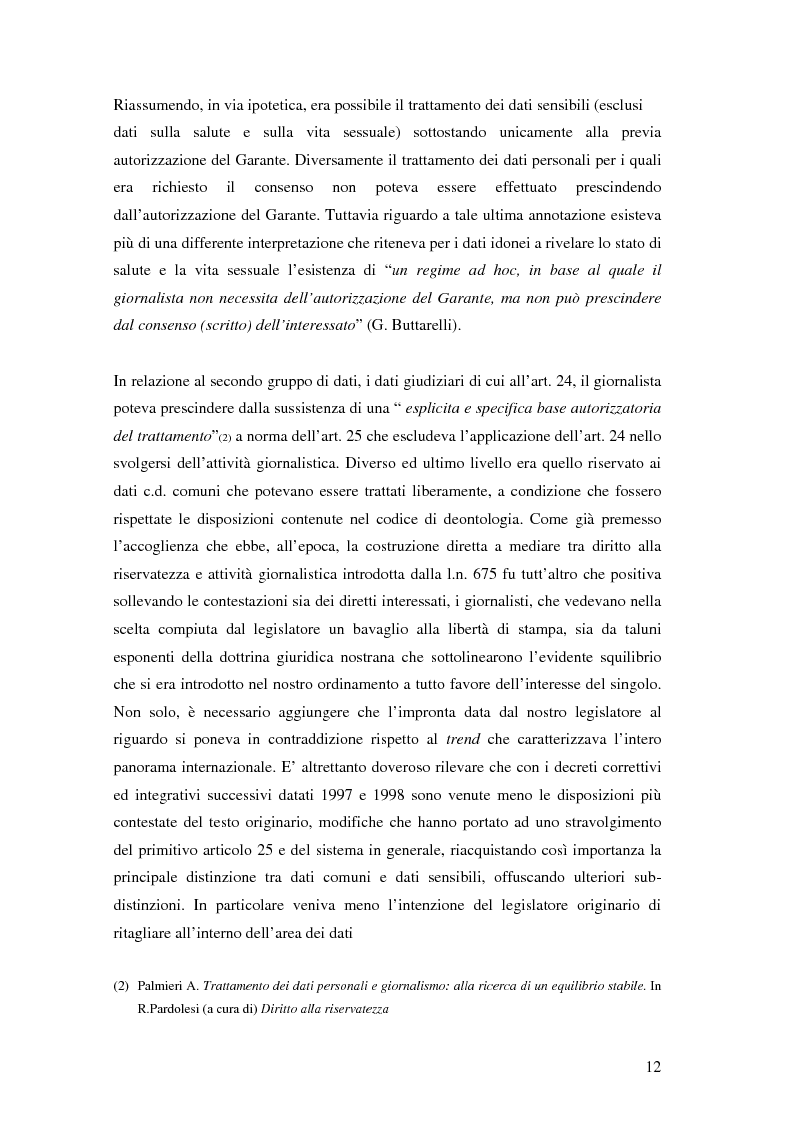 Anteprima della tesi: Tutela della privacy ed attività giornalistica in Italia e Gran Bretagna, Pagina 12