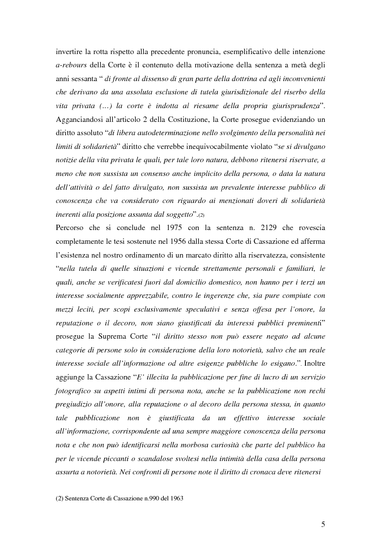Anteprima della tesi: Tutela della privacy ed attività giornalistica in Italia e Gran Bretagna, Pagina 5