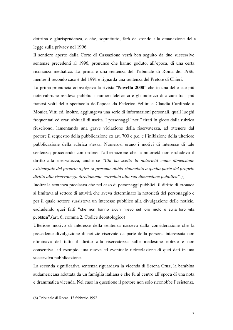 Anteprima della tesi: Tutela della privacy ed attività giornalistica in Italia e Gran Bretagna, Pagina 7