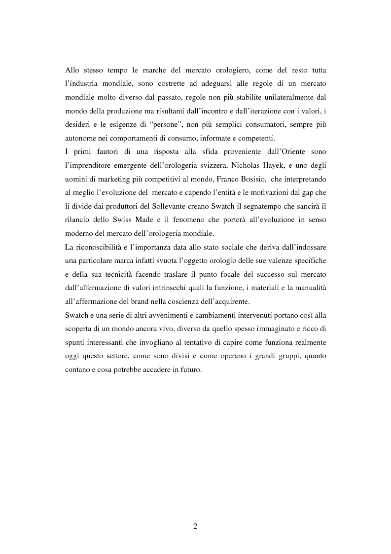 Anteprima della tesi: Le strategie di marca nel mercato degli orologi. Il caso Swatch, Pagina 2