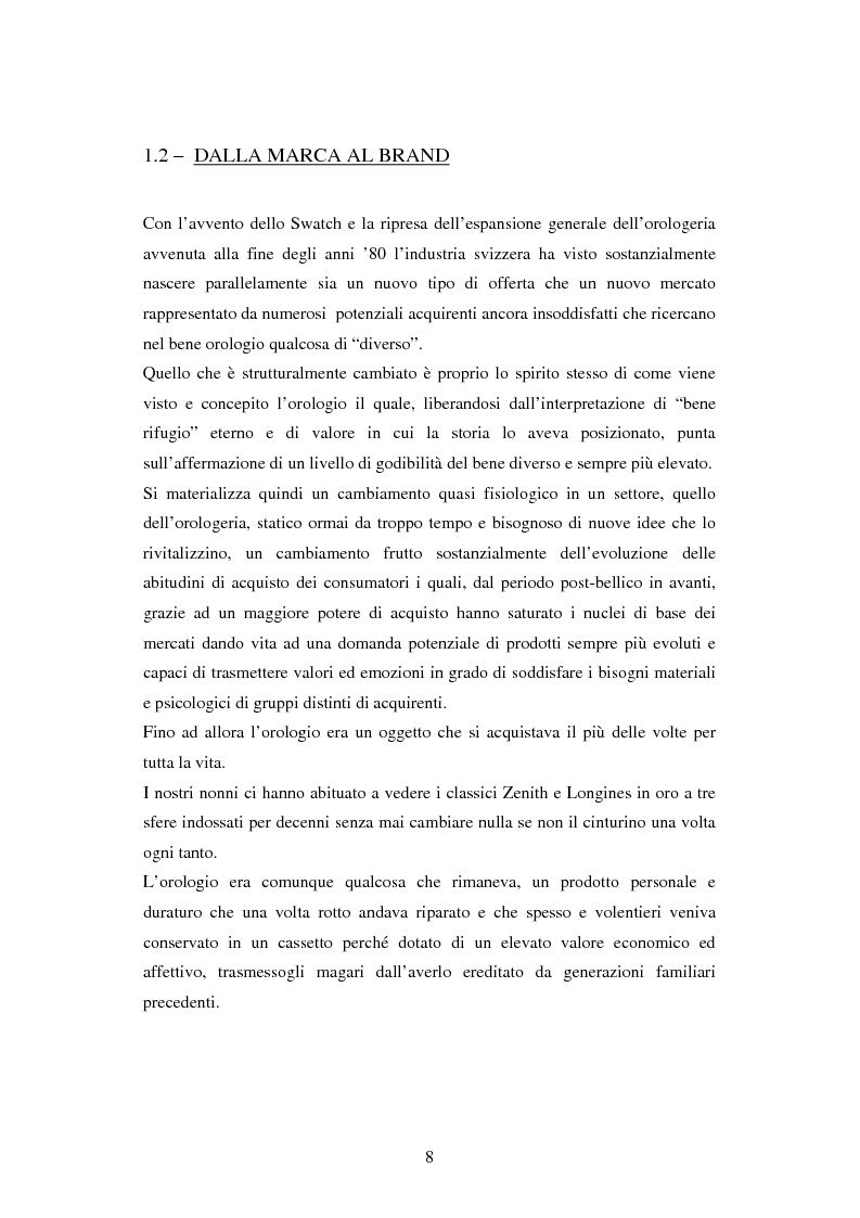 Anteprima della tesi: Le strategie di marca nel mercato degli orologi. Il caso Swatch, Pagina 8