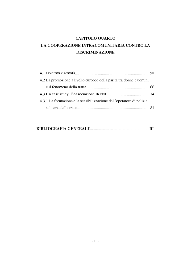 Indice della tesi: Il contributo della società civile e delle Organizzazioni Non Governative allo sviluppo dei programmi comunitari, Pagina 2