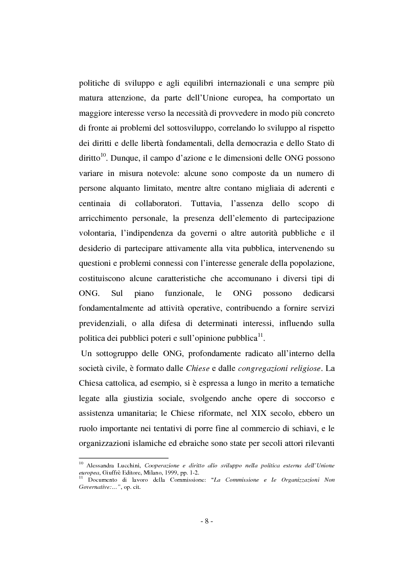 Anteprima della tesi: Il contributo della società civile e delle Organizzazioni Non Governative allo sviluppo dei programmi comunitari, Pagina 8