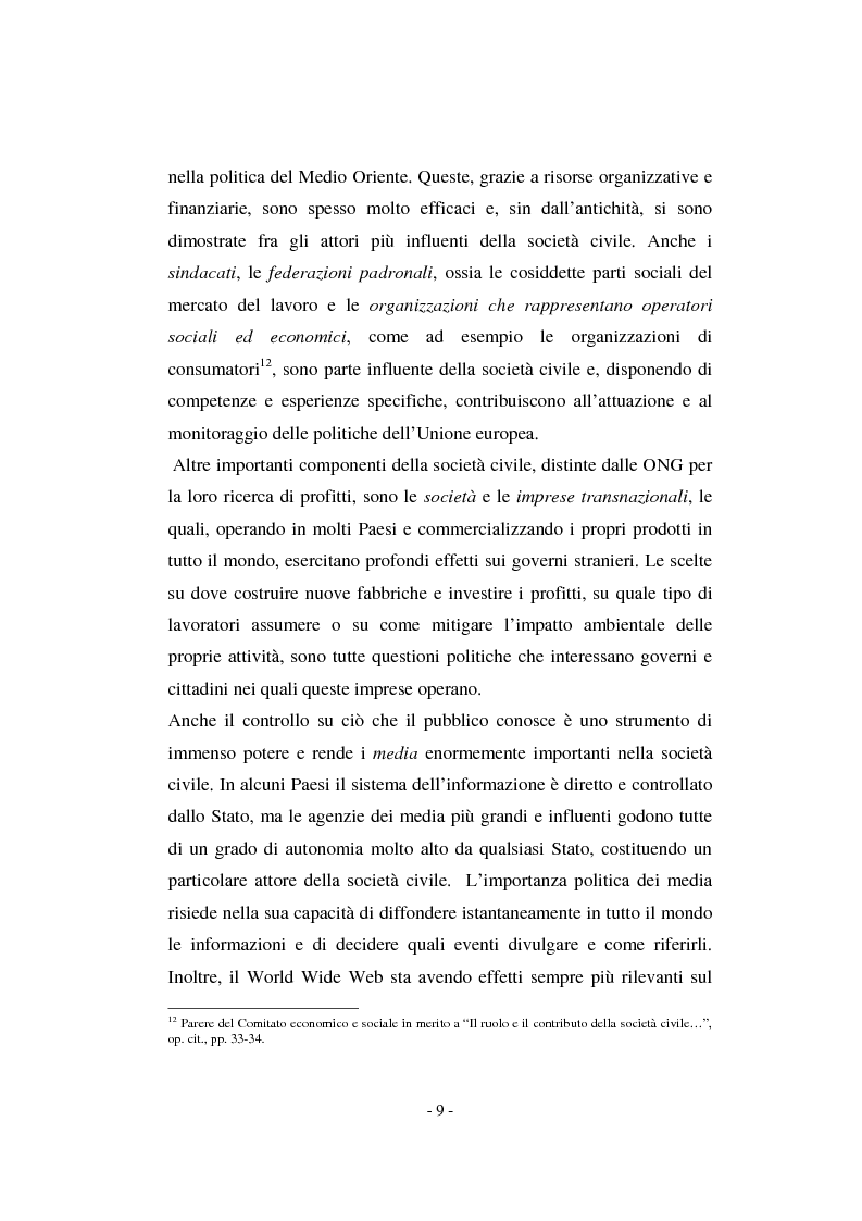 Anteprima della tesi: Il contributo della società civile e delle Organizzazioni Non Governative allo sviluppo dei programmi comunitari, Pagina 9