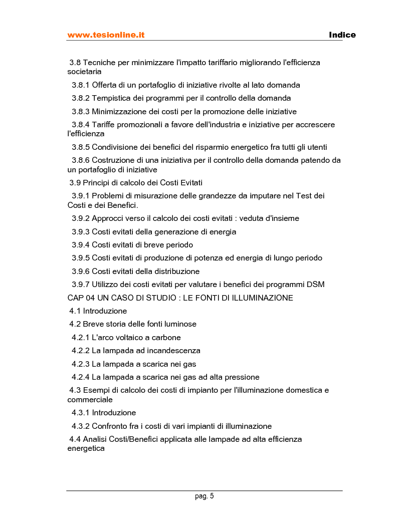 Indice della tesi: Metodi innovativi di pianificazione delle imprese elettriche, Pagina 5
