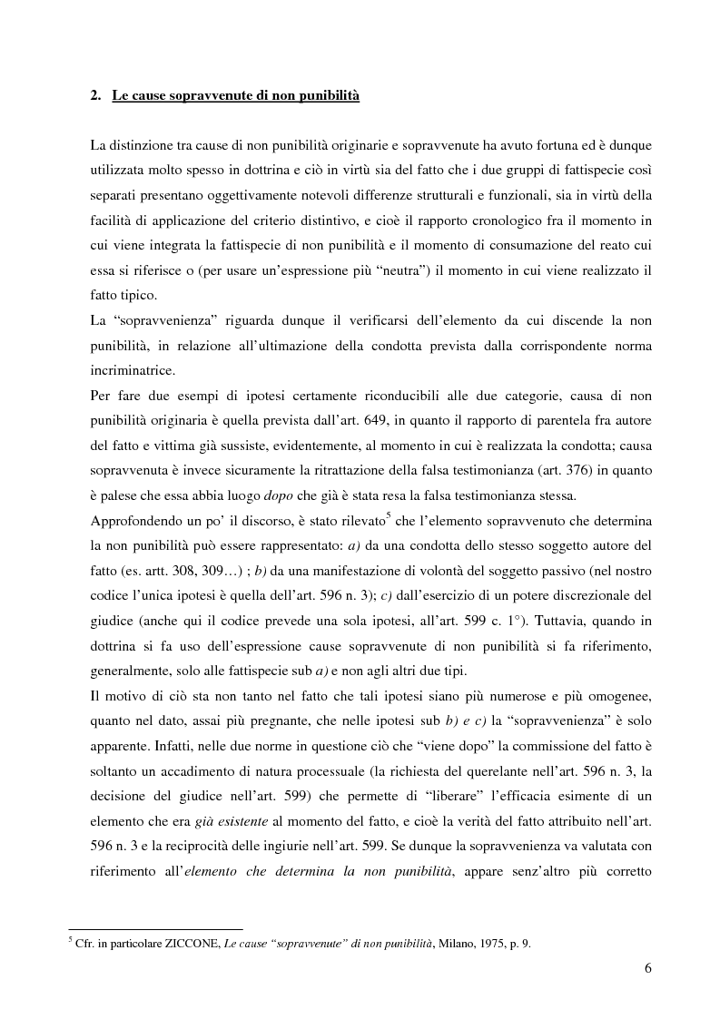 Anteprima della tesi: Le cause ''sopravvenute'' di non punibilità, Pagina 3