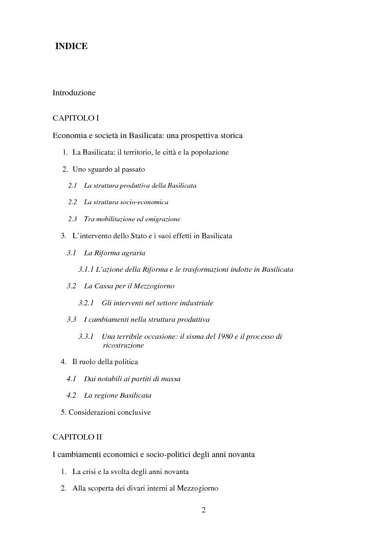 Indice della tesi: Agro-industria e sviluppo locale, Pagina 1