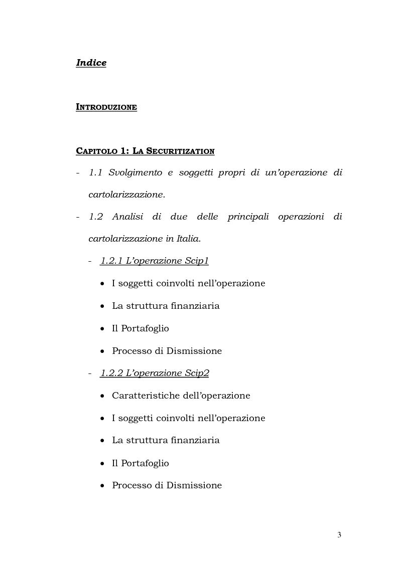Indice della tesi: I Covered Bond in Europa e l'esperienza italiana, Pagina 1