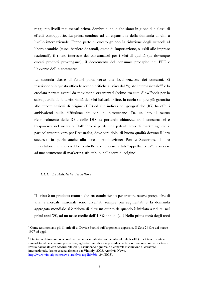 Anteprima della tesi: Strategie di internazionalizzazione nel settore vitivinicolo: Il caso australiano, Pagina 3