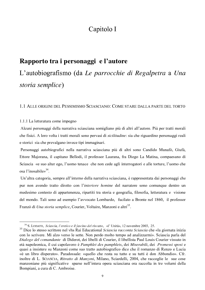Anteprima della tesi: Tipologia del personaggio narrativo nell'opera di Leonardo Sciascia, Pagina 9