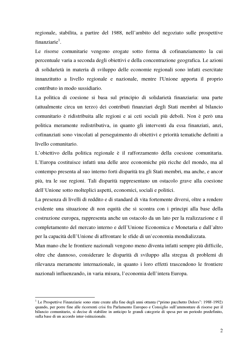 Anteprima della tesi: La politica di coesione dell'Unione Europea - Origini, funzionamento ed evoluzione, Pagina 2