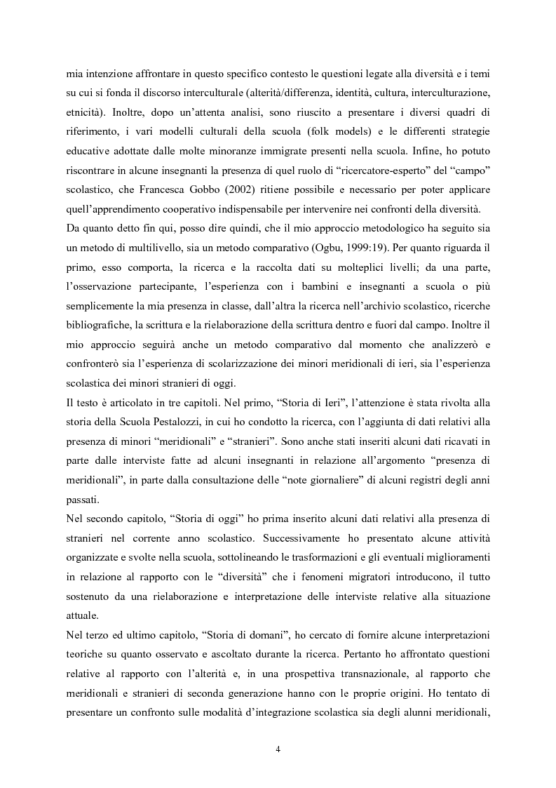 Anteprima della tesi: Tra immigrazione e intercultura: storia e etnografia di una scuola torinese, Pagina 4