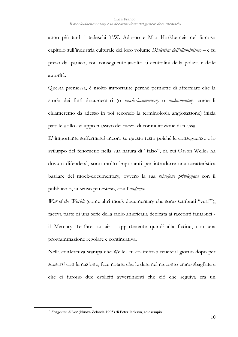 Anteprima della tesi: Il mock-documentary e la decostruzione del genere documentario, Pagina 7