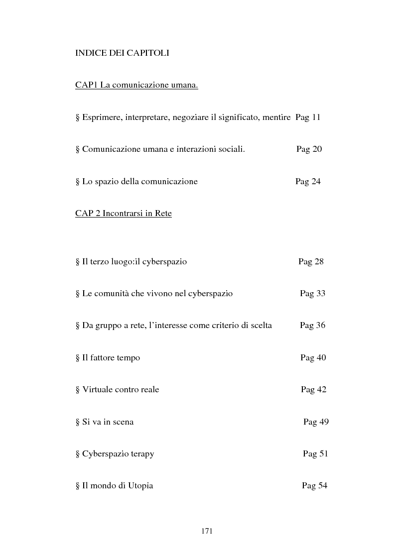 Indice della tesi: Comunicazione e Collaborazione in Rete: gruppi di supporto e forum di auto aiuto, Pagina 1