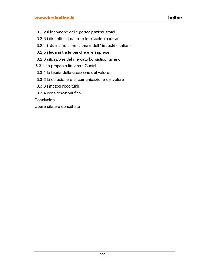 Indice della tesi: I modelli implementanti: l'analisi del modello tradizionale, Pagina 2