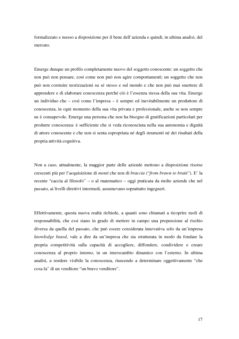 Anteprima della tesi: La gestione della conoscenza aziendale. L’aspetto relazionale e comunicativo all’interno di una organizzazione bancaria, Pagina 8