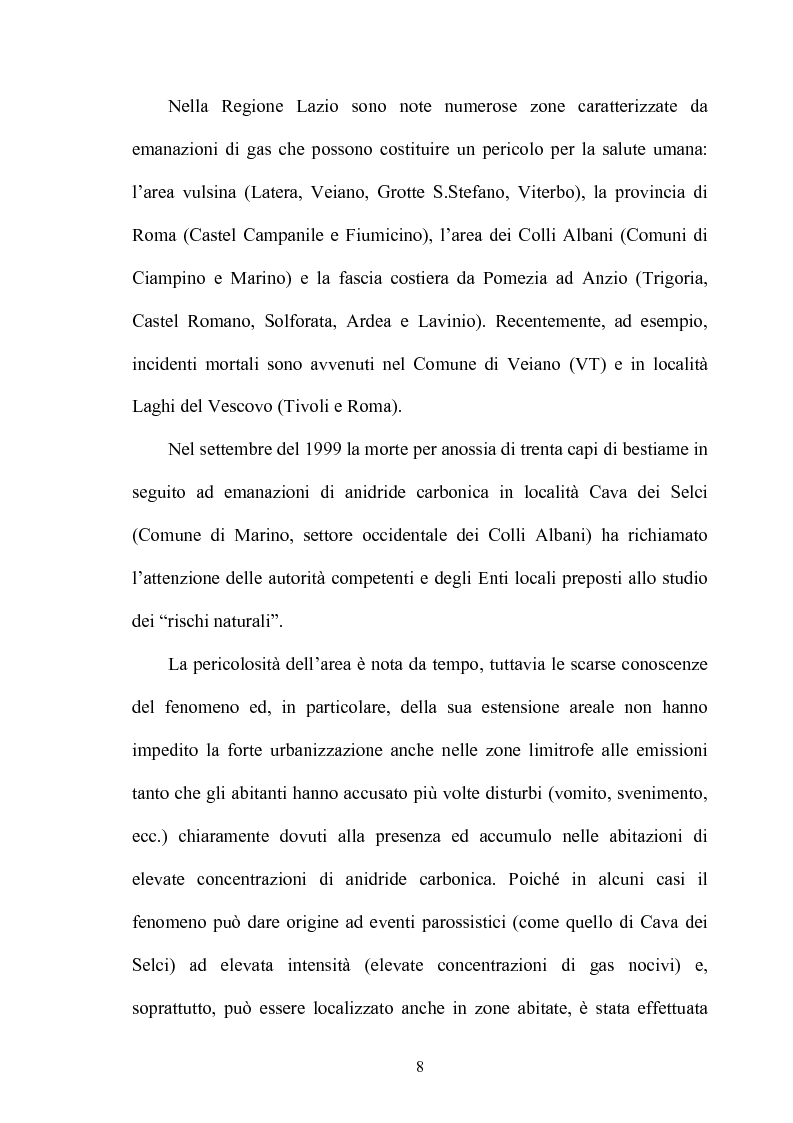 Anteprima della tesi: La prospezione dei gas del suolo nello studio del “rischio” da emanazioni di gas nocivi nel Lazio nei Comuni di Ciampino, Marino, Ardea e nella Riserva Naturale Tor Caldara, Pagina 4
