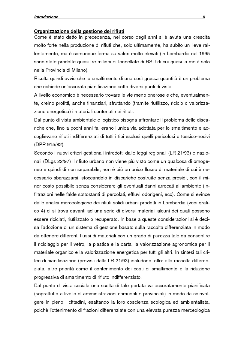 Anteprima della tesi: Applicazione di tecniche di biostabilizzazione alla frazione organica di rifiuti solidi urbani: bilancio economico ed ambientale in due diversi scenari gestionali, Pagina 6