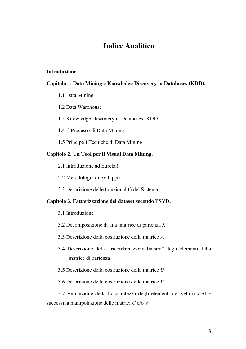Indice della tesi: Clustering visuale per l'analisi di dati microarray, Pagina 1