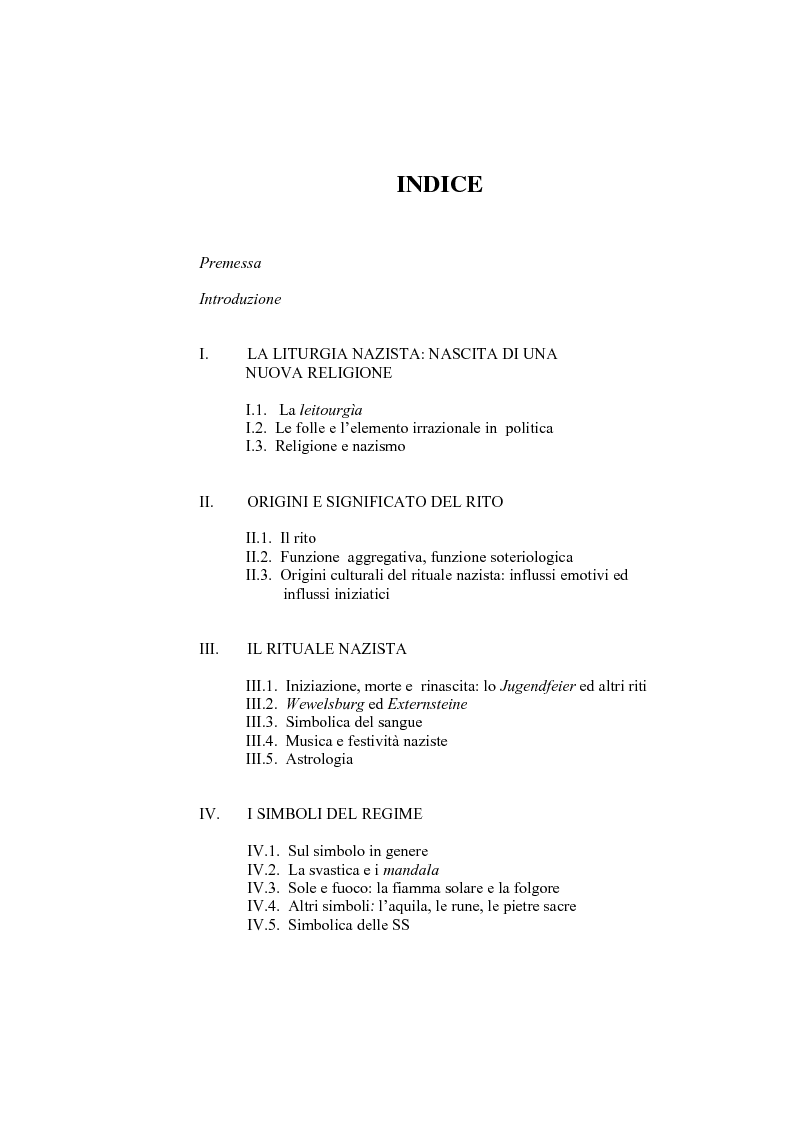 Indice della tesi: Archetipi Junghiani e Liturgia dello Stato Totale, Pagina 1