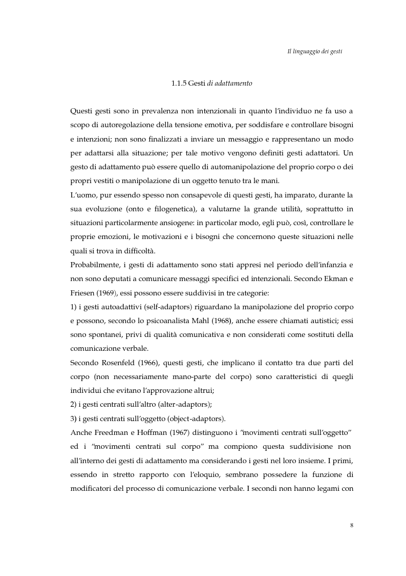 Anteprima della tesi: I gesti e le componenti della comunicazione non verbale. Uno studio sulla gestualità nell'apprendimento, Pagina 11