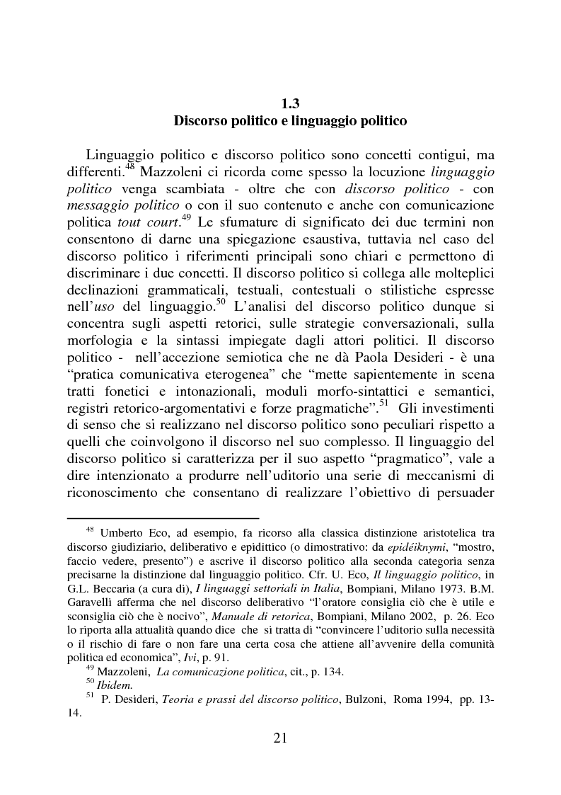 Estratto dalla tesi: Il linguaggio politico di Silvio Berlusconi