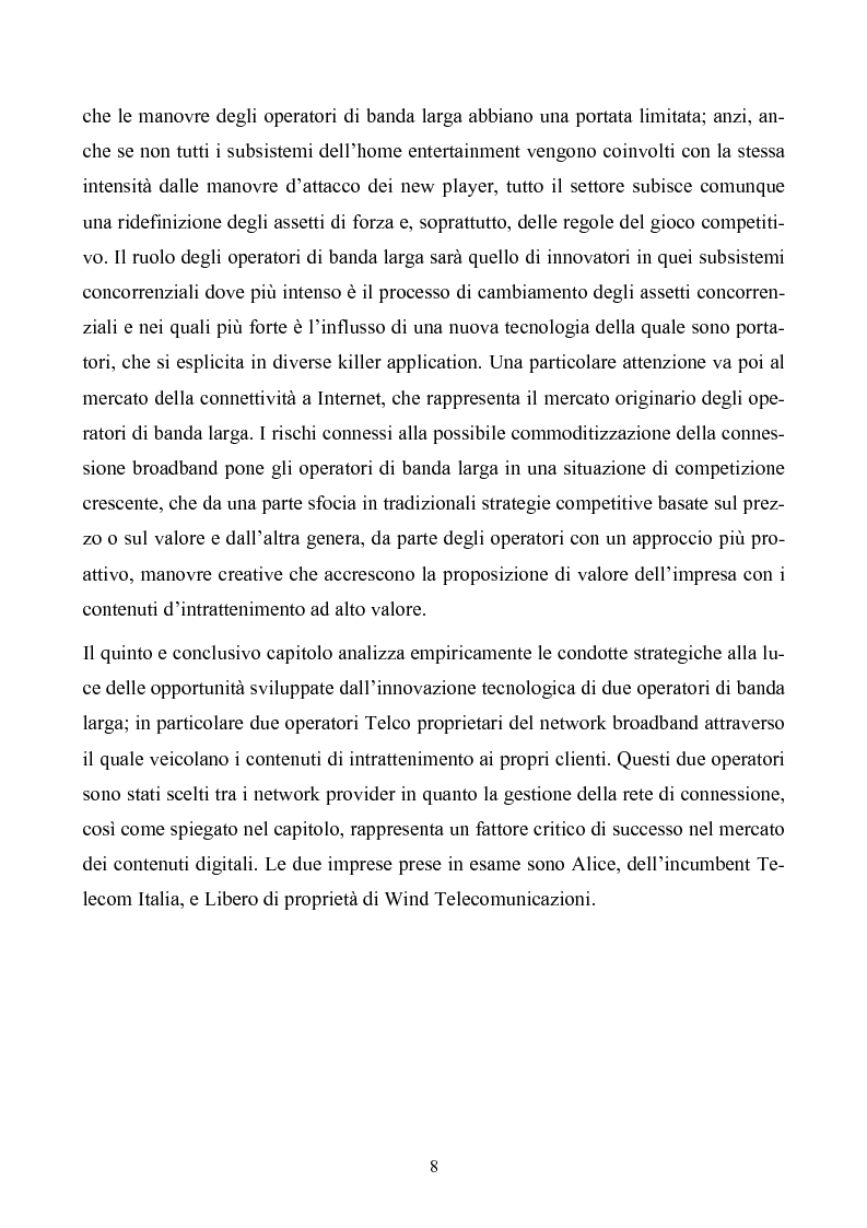 Anteprima della tesi: Le strategie degli operatori di banda larga nel settore dell'home entertainment in Italia, Pagina 4